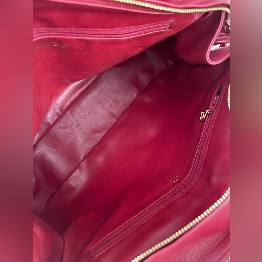 Chanel Red Lambskin Chevron Bag - Picture 8 of 17